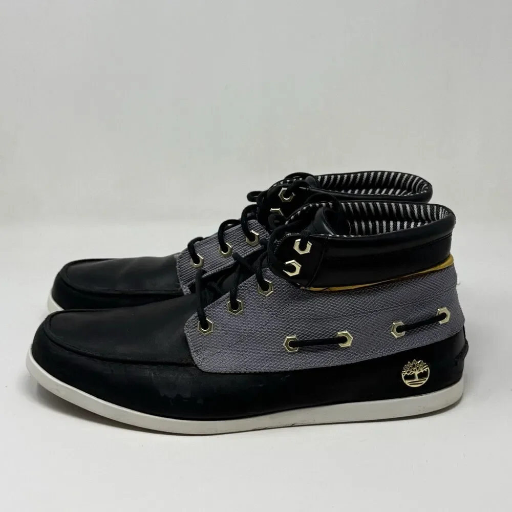 Timberland Newmarket Chukka Boots Mens 12 Black Leather Lace Up Preppy Casual